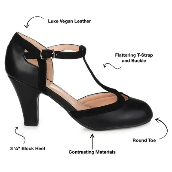 Journee Collection Womens Olina Wide Width Round Toe High Block Heel Pumps image {7}