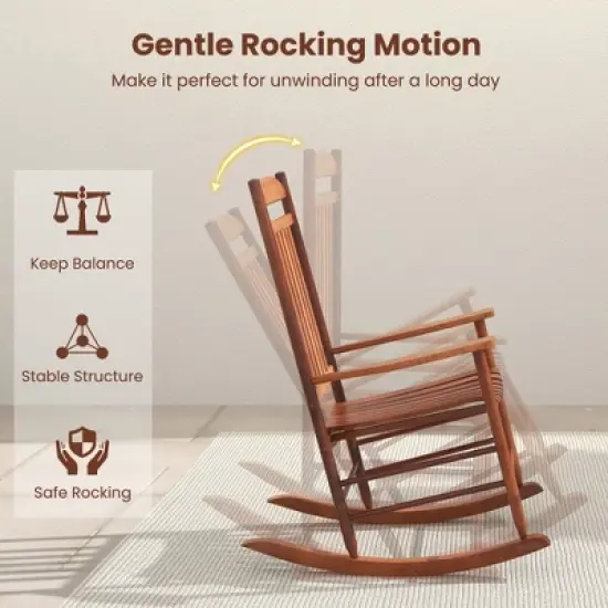 Tangkula 3PCS Patio Poplar Wood Rocking Bistro Set Outdoor Furniture Set for Garden image {5}