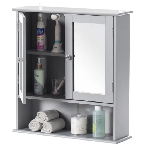 Basicwise Mirror Wall Mounted Cabinet For the Bathroom and Vanity with Adjustable Shelves image {6}