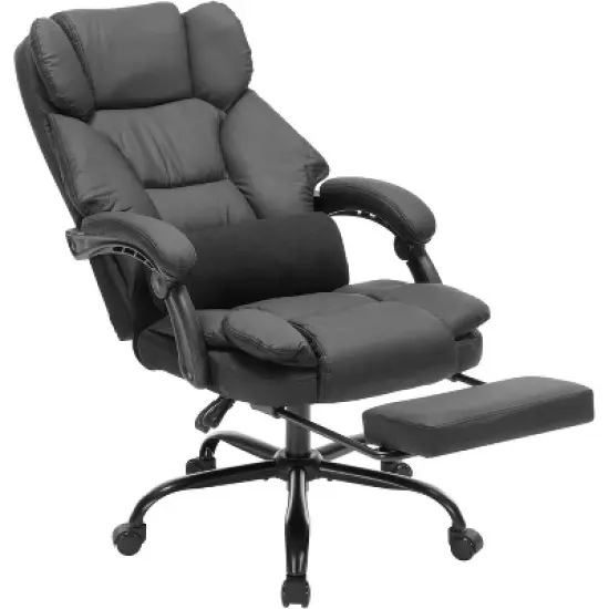 NicBex Reclining Executive Office Chair with Footrest,PU Leather Computer Chair with Wheels,Lumbar Support,Swivel Gaming Chair for Home Office image {5}