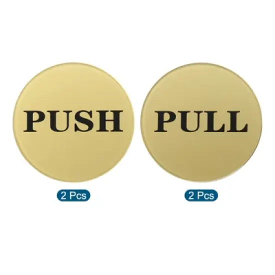 Unique Bargains Round Acrylic Self-Adhesive Decor Home Business Push Pull Door Sign 4 Pcs image {2}