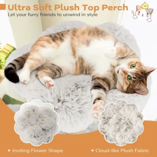 Costway 53&rdquo; Tall Modern Cat Tree w/ Natural Wood Branches Scratching Posts Pet Furniture Kitty Playground image {5}