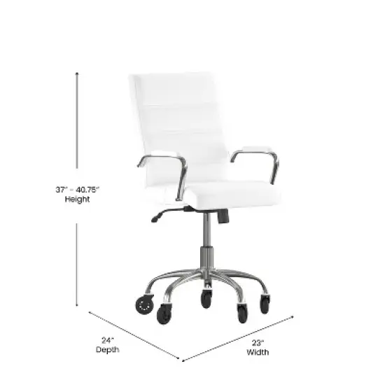 Flash Furniture Camilia Mid-Back Executive Swivel Office Chair with Arms, and Transparent Roller Wheels image {5}
