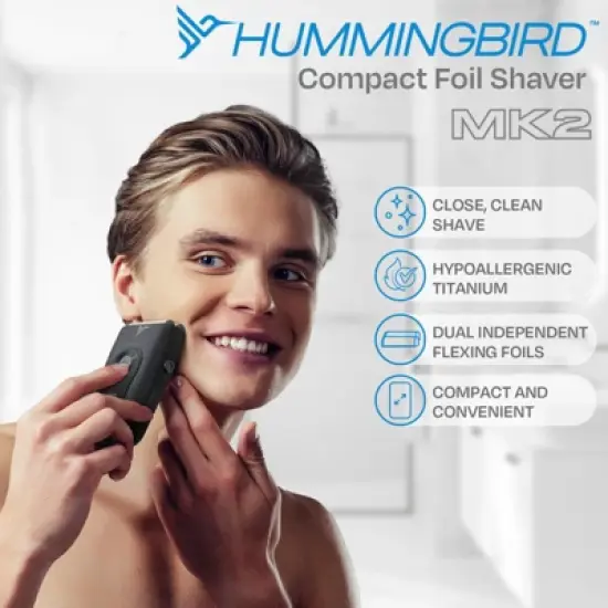 HUMMINGBIRD MK2 Compact Foil Shaver &ndash; No Nick, No Cut, No Razor Burn Face Shaver for Men, USB Dual Foil Flex Head Electric Razor, Facial Groomer image {6}