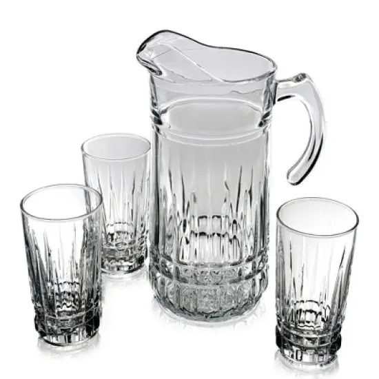 Slickblue Fluted Romanesque Design Cristalline Beverage Set &ndash; Includes 65 oz Pitcher & 6 Tumblers image {6}