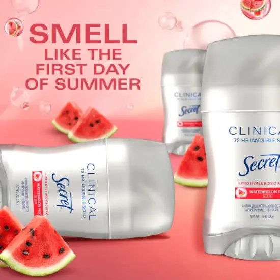 Secret Clinical Strength Invisible Solid Antiperspirant & Deodorant - Watermelon Fizz - 1.6oz image {9}