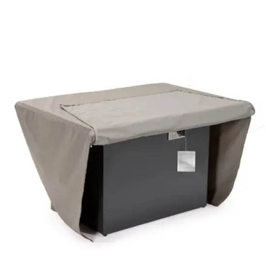 LeisureMod Chelsea 600D Fabric Rectangle Fire Pit Table Cover &ndash; Waterproof, UV-Resistant, All-Weather Protection for Outdoor Patio, Deck, or Porch image {5}