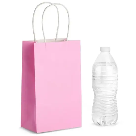 Blue Panda 25-Pack Pink Gift Bags with Handles - Small Paper Treat Bags for Birthday, Wedding, Retail (5.3x3.2x9 In) image {4}