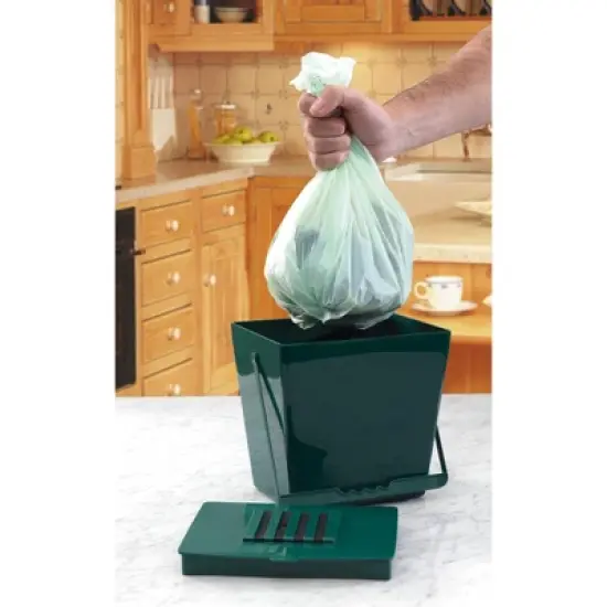 Mini Compost Caddy with Replacement Filters & Biodegradable Bags &ndash; Odor-Controlled Kitchen Compost Bin image {5}