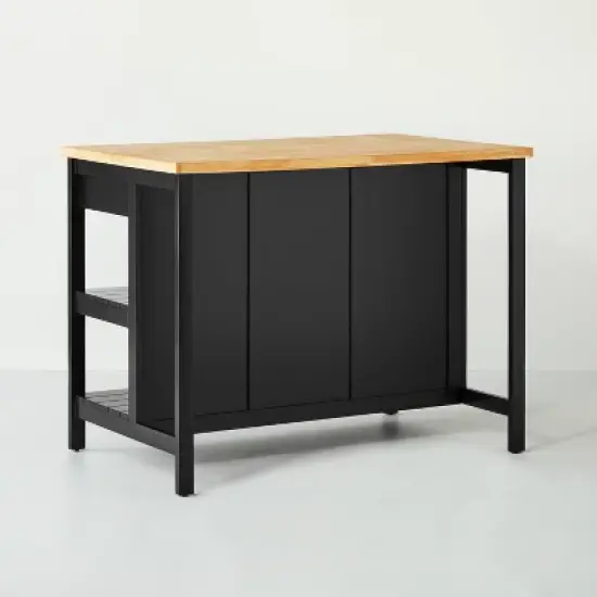 Wood Kitchen Island Table with Storage Black/Natural - Hearth & Hand&trade; with Magnolia image {4}