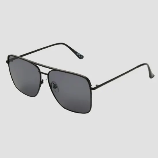 Women's Satin Metal Aviator Sunglasses - Universal Thread&trade; Black: Scratch-Resistant, UV Protection, Recycled Metal image {2}