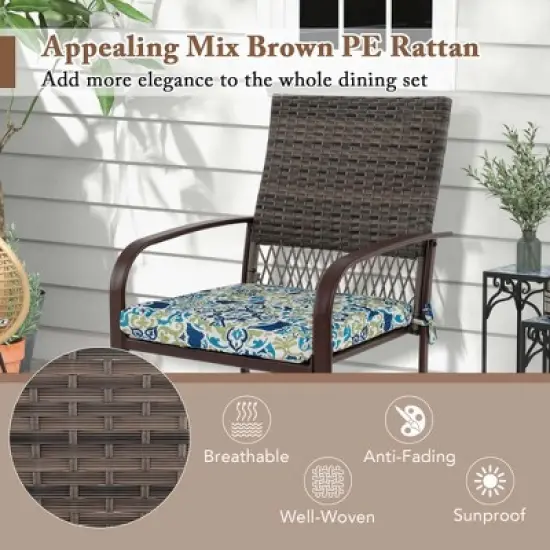 Costway 5 PCS Patio Dining Set with Wood-Plastic Tabletop & Umbrella Hole for Backyard image {5}