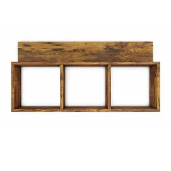 31.5" x 15.7" Rustic Floating Triple Cubby Shelf - Danya B. image {6}