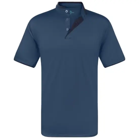 Men's Short Sleeve Henley Polo Shirt with Contrast-Trim image {6}