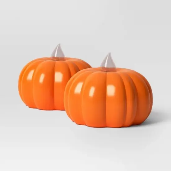 2pk LED Pumpkin Shaped Halloween Tea Lights - Hyde and EEK! Boutique&trade; image {2}
