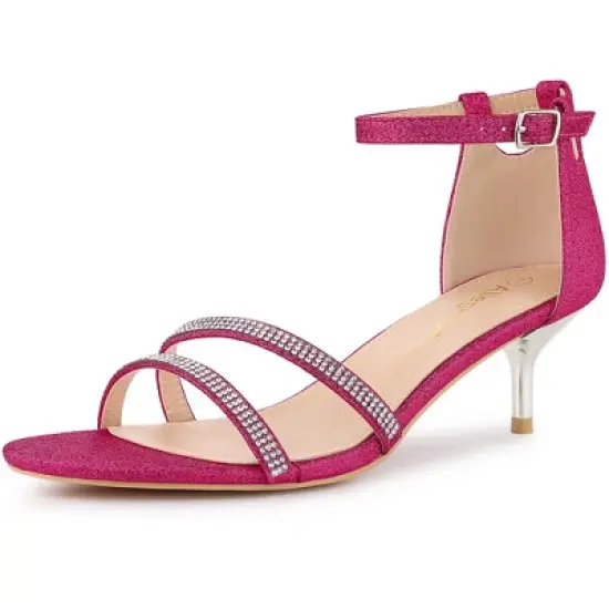 Allegra K Women's Stiletto Kitten Heels Glitter Heel Sandals image {13}