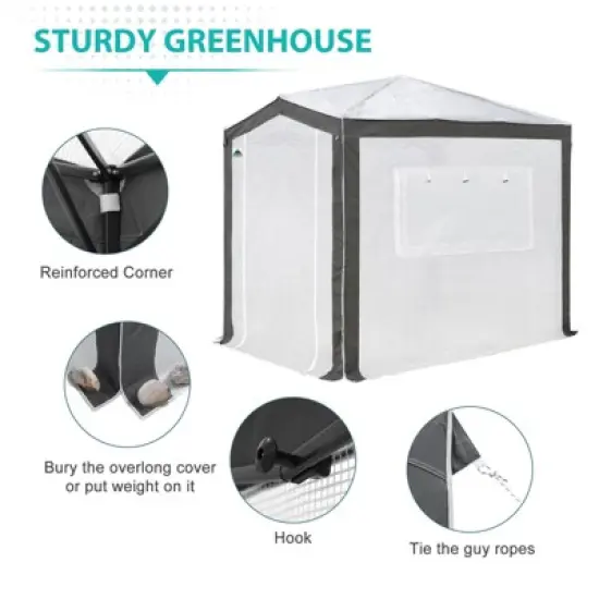 EAGLE PEAK 8'x6' Portable Walk in Greenhouse with Polyester Reinforced Corners, Gray/White image {3}