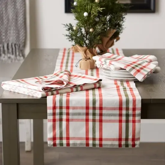 Design Imports  Christmas Nutcracker Plaid Table Runner, Red/Green, 14X72" image {2}