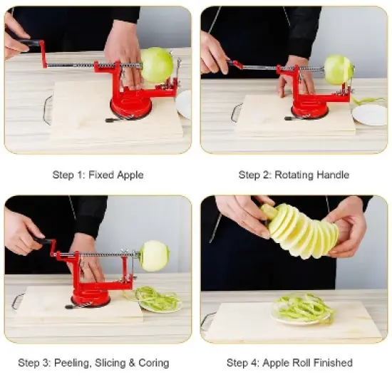 3-in-1 Apple Peeler, Corer & Slicer, Manual Hand-Crank Fruit & Potato Peeling Tool, Kitchen Gadget for Apples, Pears, Citrus image {4}
