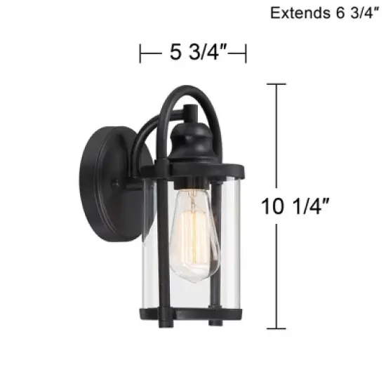 John Timberland Rustic Farmhouse Outdoor Wall Light Fixtures Set of 2 Black 10 1/4" Clear Glass for Exterior Barn Deck House Porch Yard Patio Outside image {7}