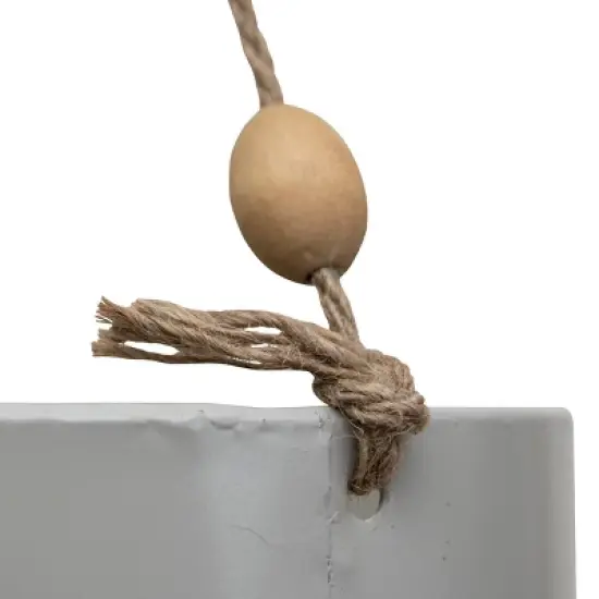 Gray Metal, Rope & Wood Large Hanging Planter - Foreside Home & Garden image {2}