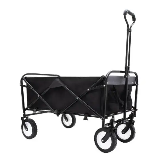 UBSSO Collapsible Utility Wagon Cart with All-Terrain Wheels & Strapping System, 360lbs Capacity, Black image {8}