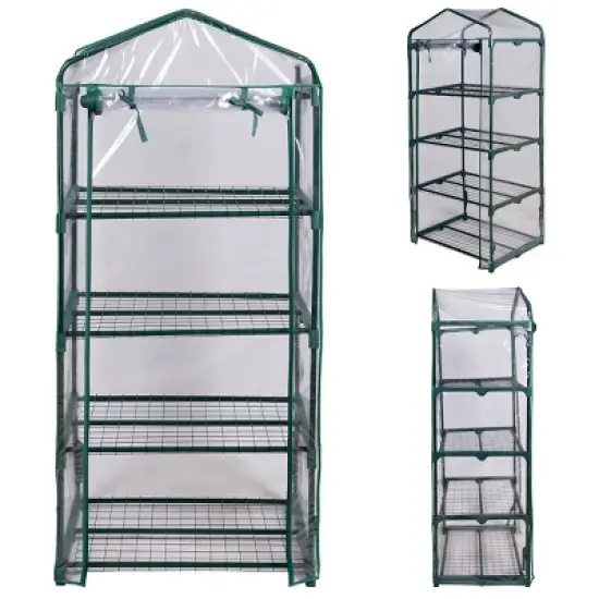 Costway Portable Mini Walk In Outdoor 4 Shelves Greenhouse image {8}