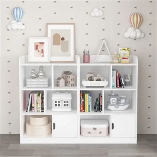 YONWAY Kids Bookcase, Bookshelf with 6 Compartments, Freestanding Shelves and Cube Organizer, for Bedroom Living Room Office Closet School in White image {9}