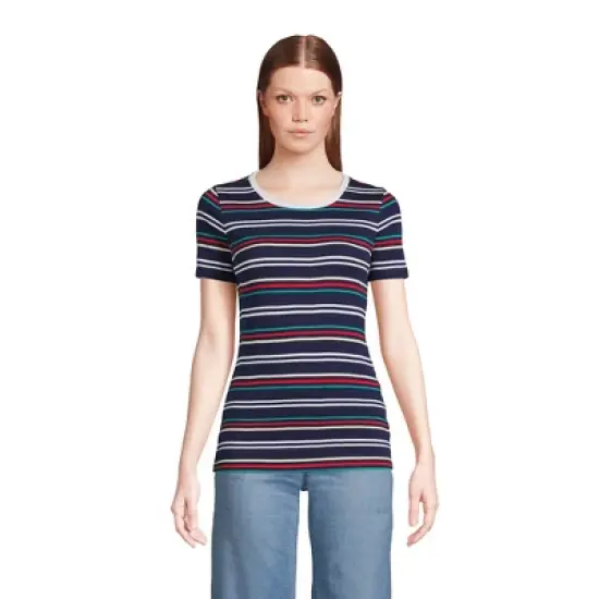 Lands' End Women's Cotton Rib Short Sleeve Crewneck T-shirt image {9}