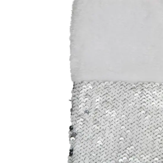 Northlight 19" White and Silver Sequin Christmas Stocking With White Faux Fur Cuff image {4}