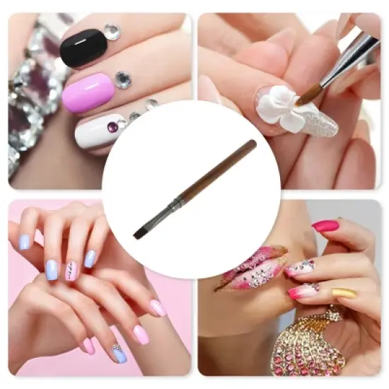 Unique Bargains Large Flat Mouth Nail Painting Brushes for Polish Painting Home DIY Brown 1 Pc image {5}