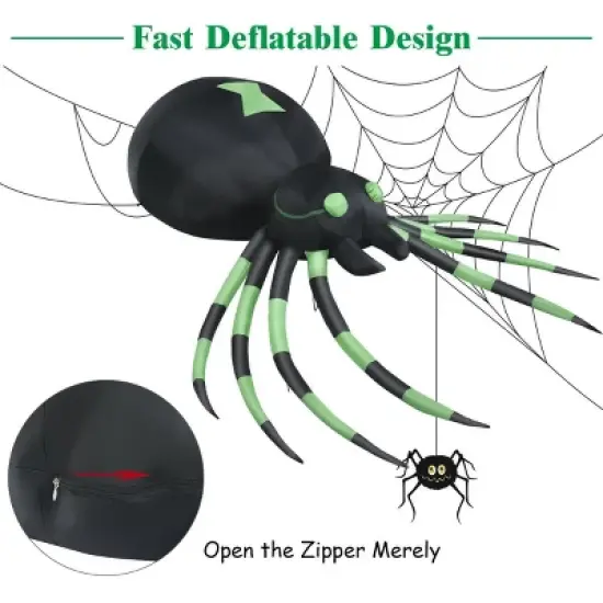 Costway 6FT Halloween Inflatable Blow-Up Spider w/ LED Lights Outdoor Yard Decoration image {4}