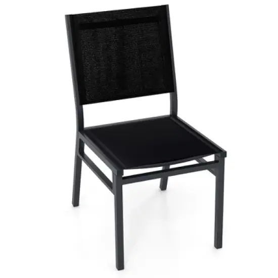 Tangkula Outdoor Dining Chairs w/ Breathable Seat Backrest Heavy-Duty Aluminum Frame image {9}