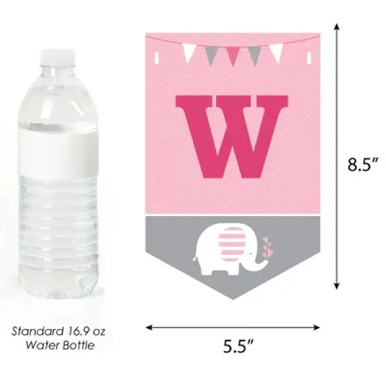 Big Dot of Happiness Pink Elephant - Girl Baby Shower Bunting Banner - Party Decorations - Welcome Baby image {2}