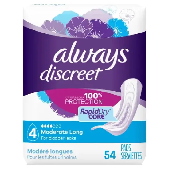 Always Discreet Moderate Long Absorbency 4 Drop Base Pads image {15}
