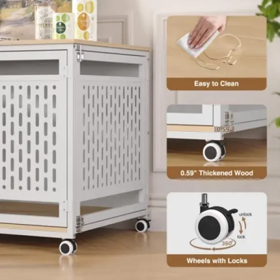 Dog Crate for Medium & Large Breed, End Table Dog Kennel, Chew-Resistant, White image {3}