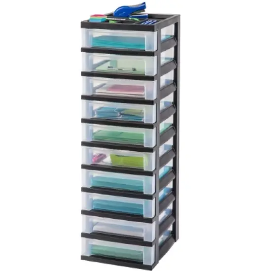 IRIS USA Plastic Rolling Storage Cart with Drawers image {7}