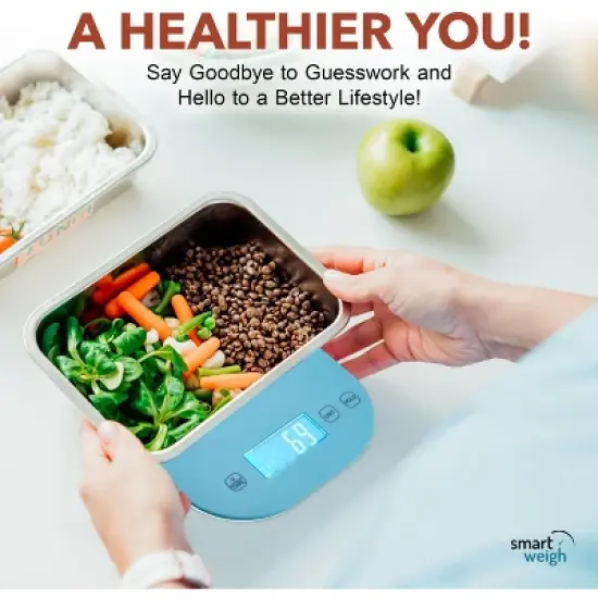 Smart Weigh Digital Food Scale -  11-pound capacity -  Blue image {8}