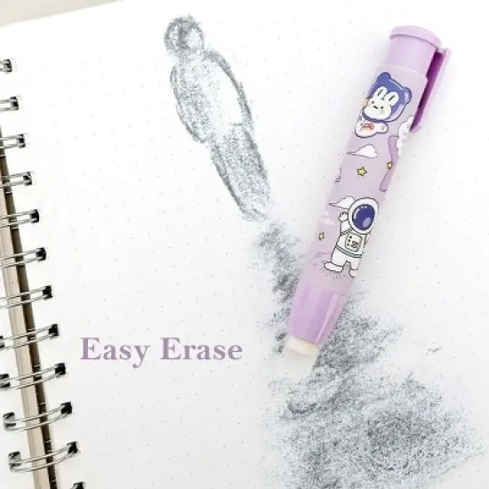 Wrapables Retractable Outer Space Erasers, Clickable Push Button, Stationery Office Supplies (Set of 6) image {3}