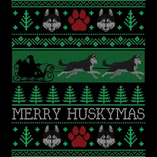 Junior's Design By Humans Christmas Siberian Husky Dog Funny Husky Ugly Christmas Sweater By pahari T-Shirt image {1}
