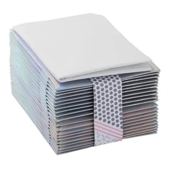 Sparkle and Bash 20 Pack Iridescent Small Gift Bags Bulk Metallic with White Tissue Paper, Holographic, 7.9 x 5.5 x 2.5 In image {4}