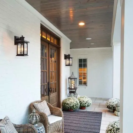 C Cattleya 2-Pack 12in. Oil Rubbed Bronze Outdoor Wall Lantern with Water Ripple Glass image {4}