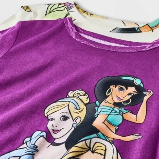 Girls' Disney Princess Snug Fit 4pc Pajama Set - Purple image {2}