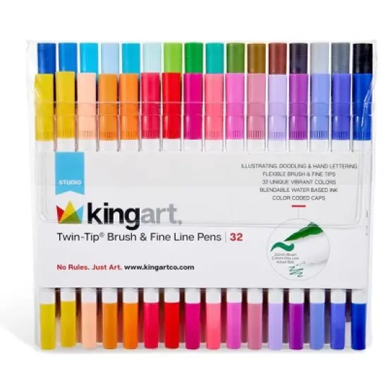KINGART Twin-Tip&trade; Brush & Fine Pens 32 Colors image {5}