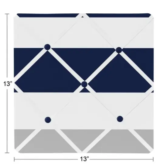 Sweet Jojo Designs Gender Neutral Unisex Fabric Photo Memo Board Stripe Blue and Grey image {2}
