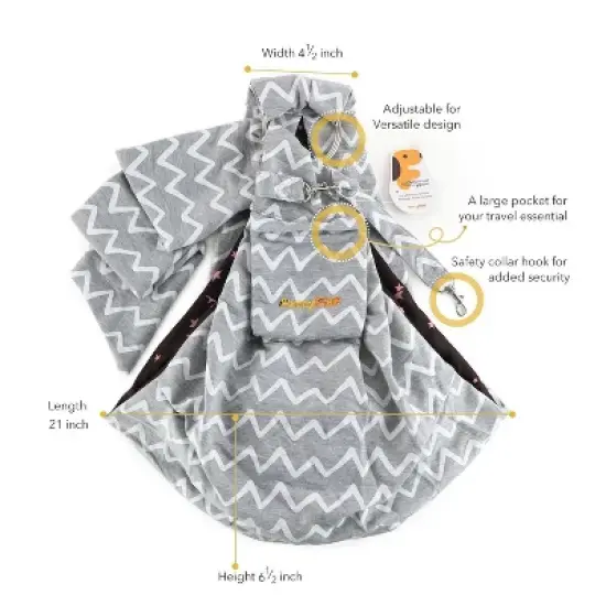 Furry Fido Adjustable Pocket Pet Sling - Chevron image {1}