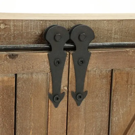 LuxenHome Farmhouse Wood Sliding 2-Door Wall Storage Cabinet image {6}