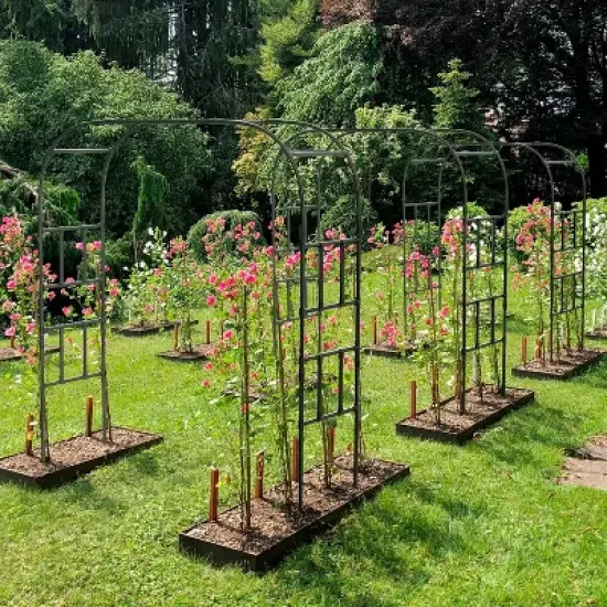 DoCred Garden Arch Trellis for Climbing Plants, 87'' H Large Garden Trellis OutdoorMetal Plant Support Trellis Archway Arbor Tunnel Trellis image {2}