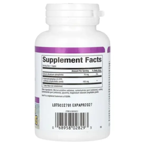 Natural Factors, Stress-Relax 5-HTP 100 mg, Pharmaceutical-Grade Supplement, Supports Sleep & Emotional Well-Being, 60 Caplets image {1}