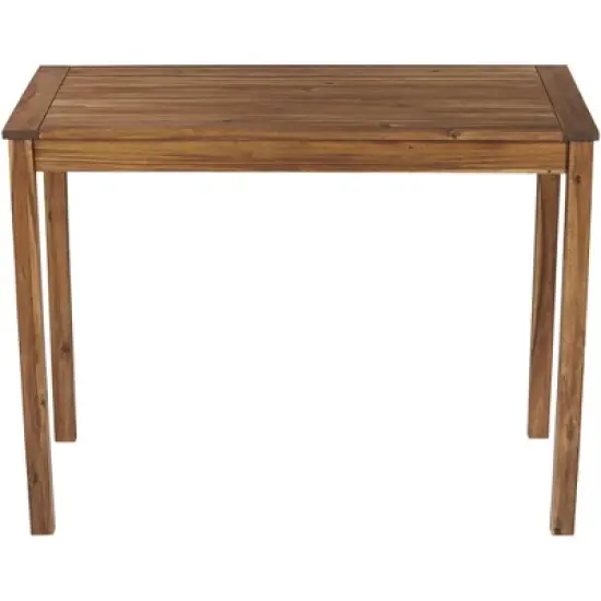 Teal Island Designs Farmhouse Rustic Acacia Wood Outdoor Rectangular Bar Table 48" x 24" Natural Brown Stain Slat Tabletop for Spaces Patio Balcony image {3}